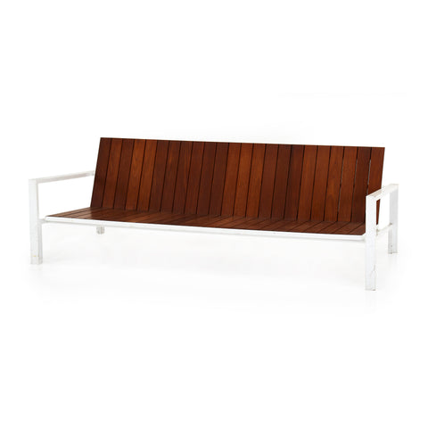 Modernica White Teak Couch With Arms