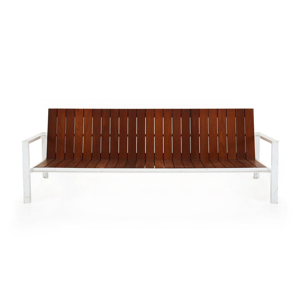 Modernica White Teak Couch With Arms