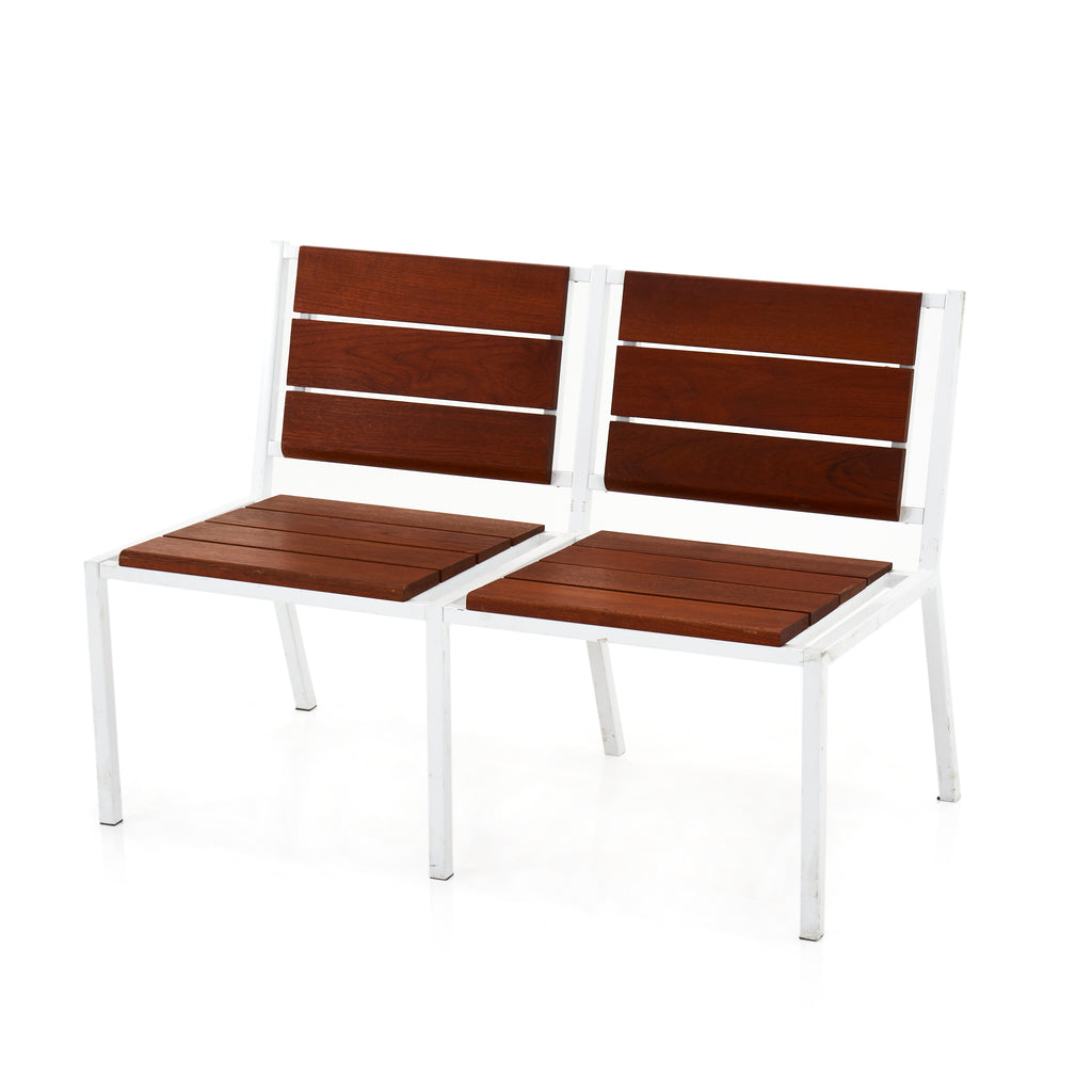 Modernica White Teak Double Chair