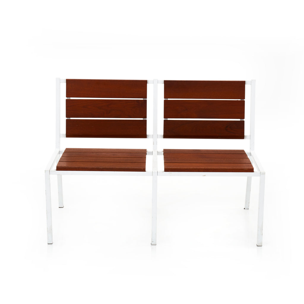 Modernica White Teak Double Chair