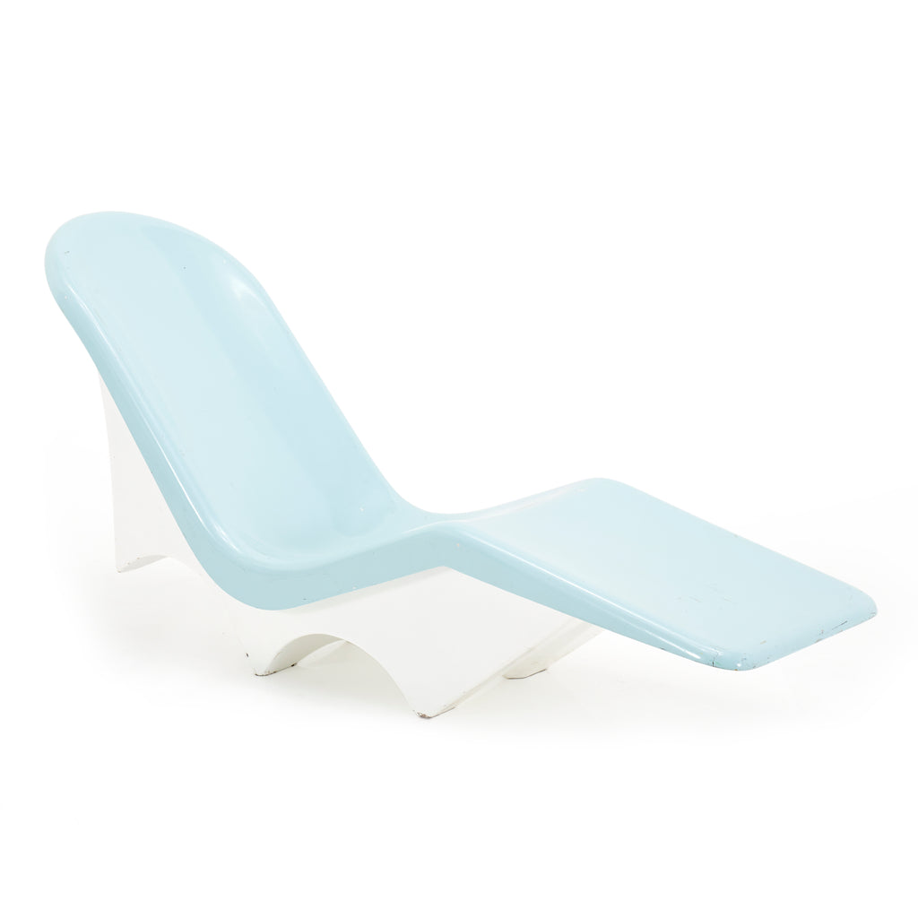 Blue Fiberglass Curved Chaise