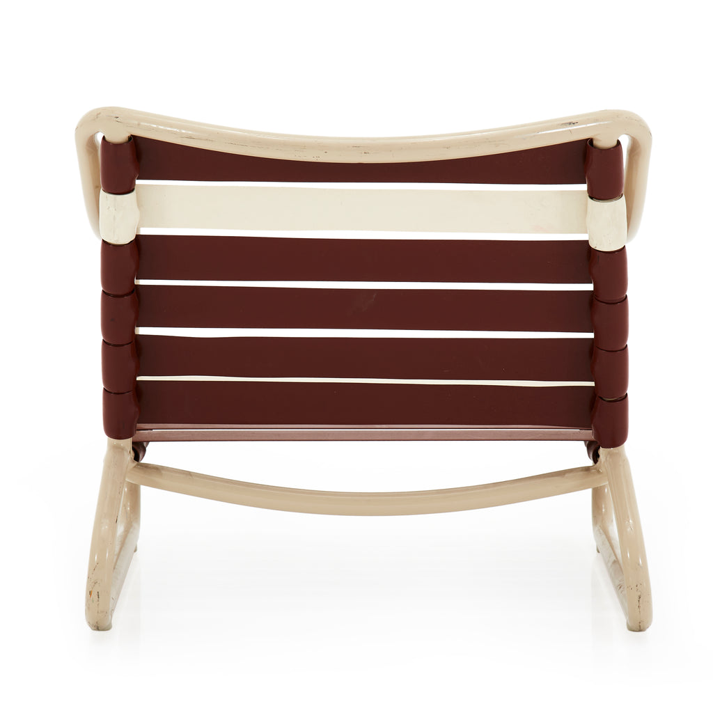 Maroon and Cream Vinyl Low Outdoor Chair