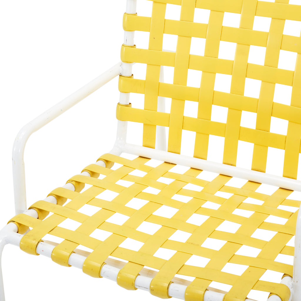 Yellow Strap White Outdoor Arm Chair