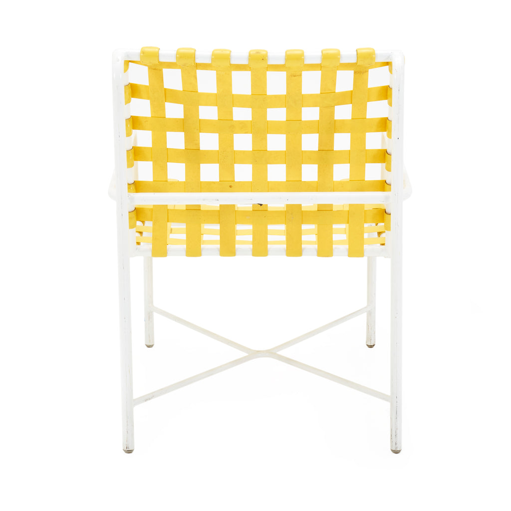 Yellow Strap White Outdoor Arm Chair