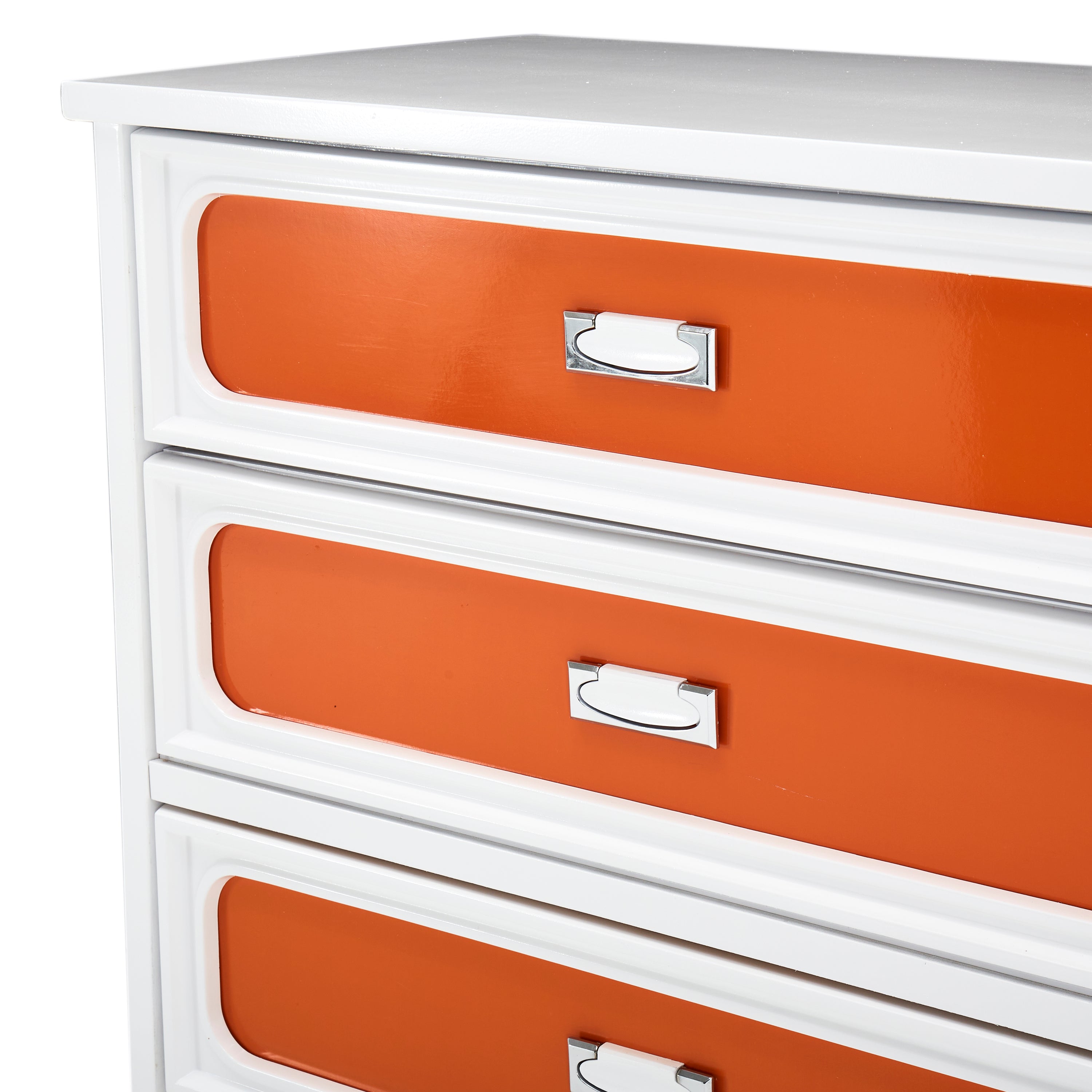 Cream & Orange Tall Boy Dresser - Gil & Roy Props Cream & Orange Tall Boy Dresser - Gil & Roy Props