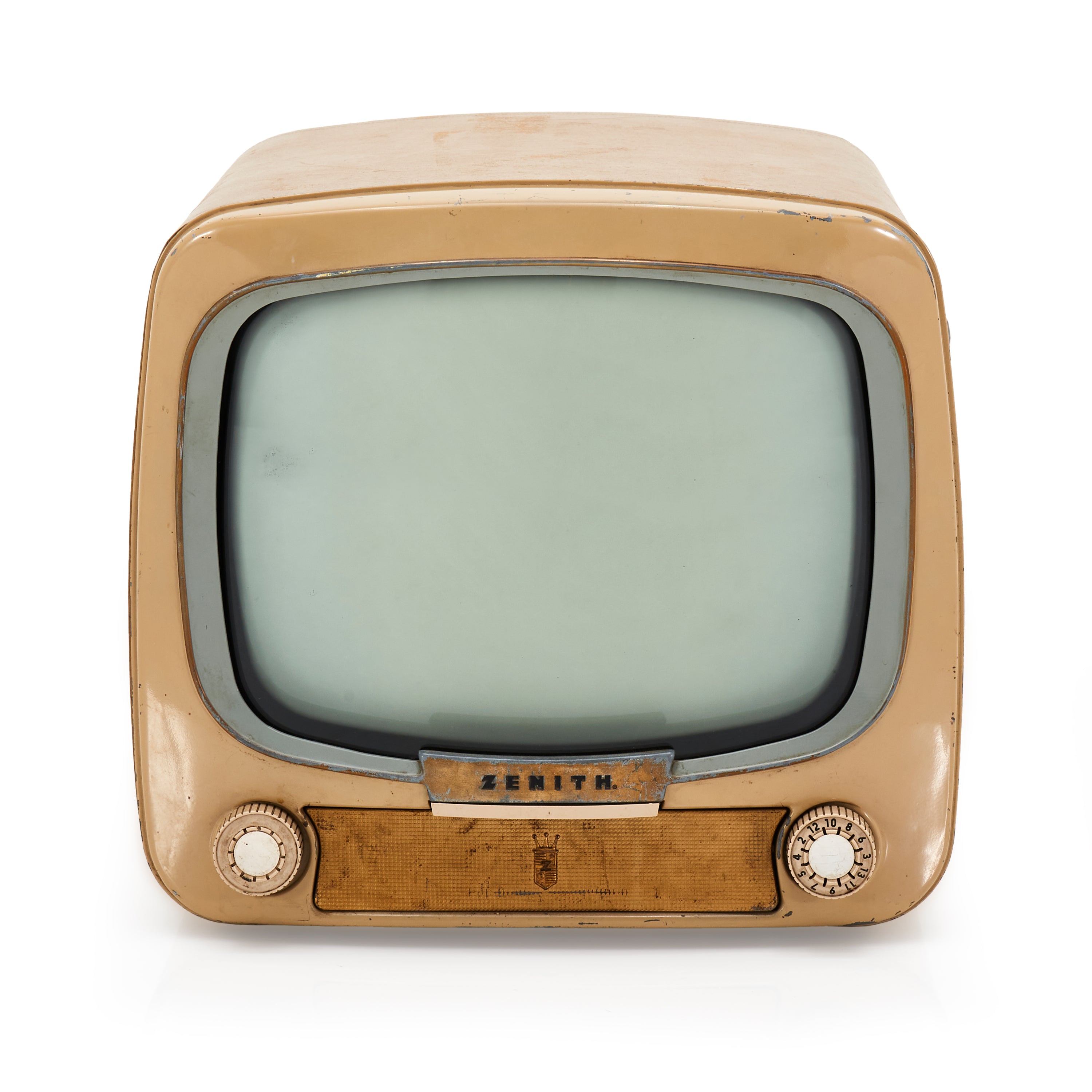 Small Tan Vintage Zenith TV Gil Roy Props