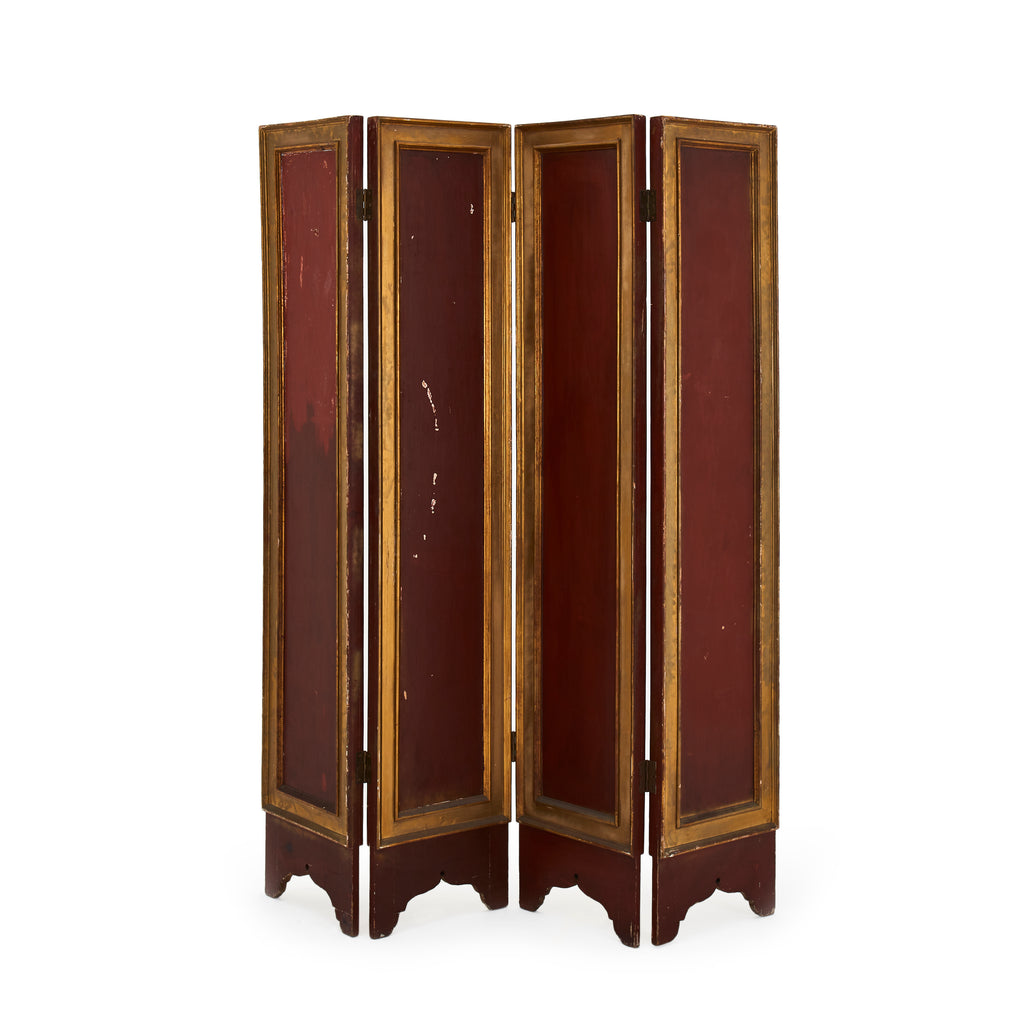 Brown and Gold Painted Foldable Screen Room Divider