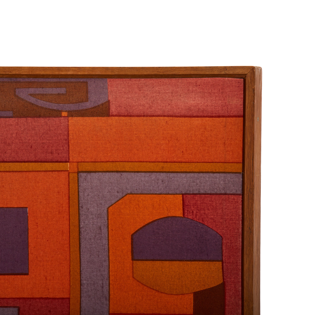 Curved Orange & Purple Mod Fabric Room Divider Screen