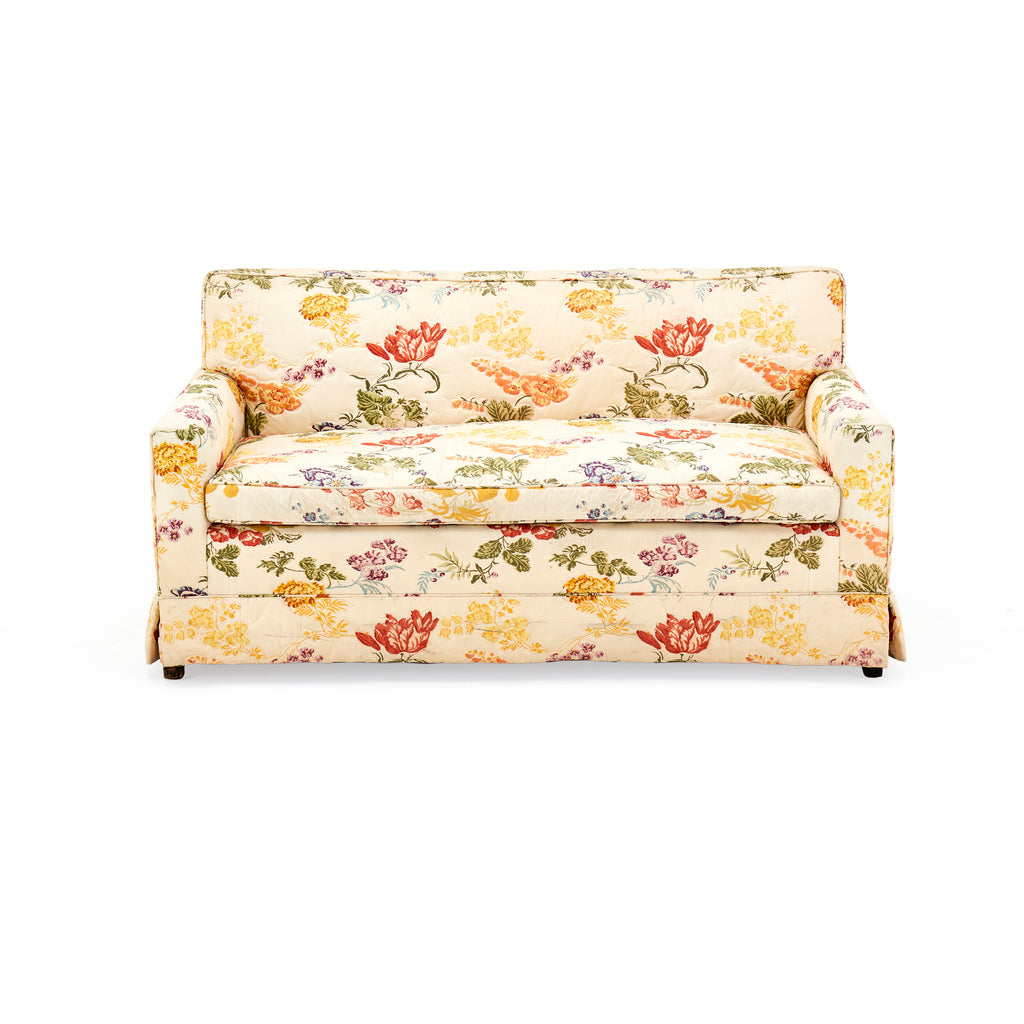 Cream Quilted Floral Love Seat