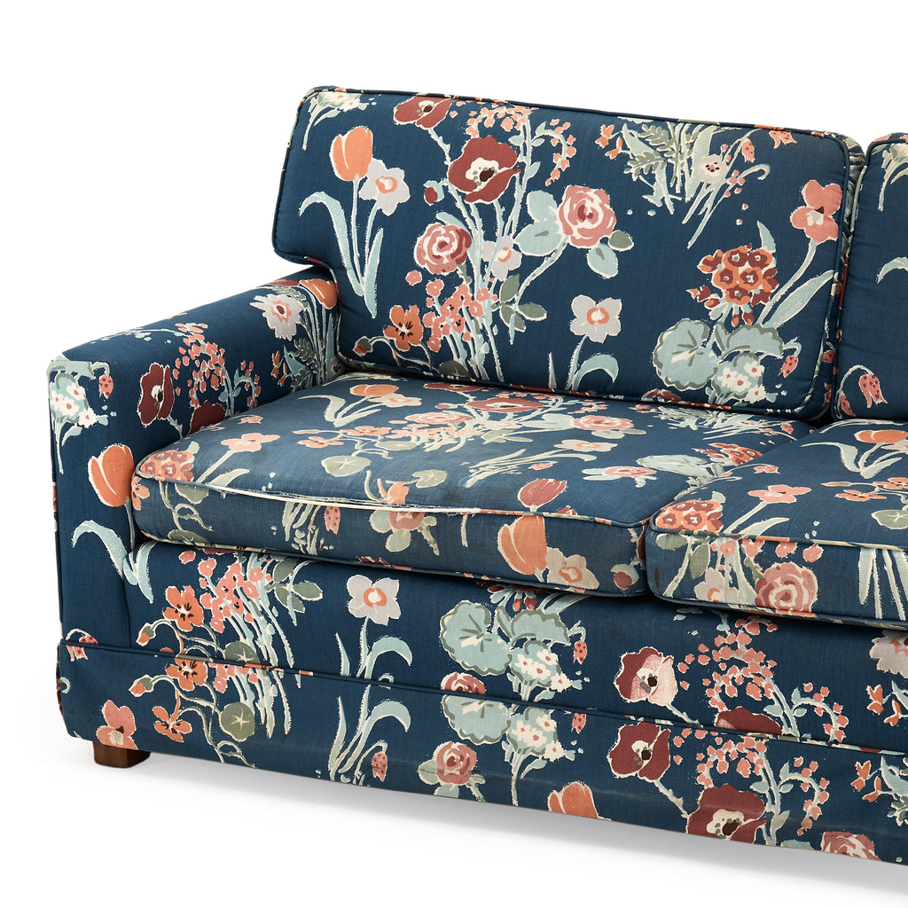 Blue Vintage Floral Pattern Sofa