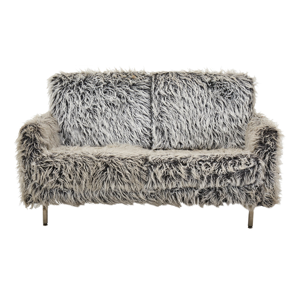 Grey Faux Fur Love Seat