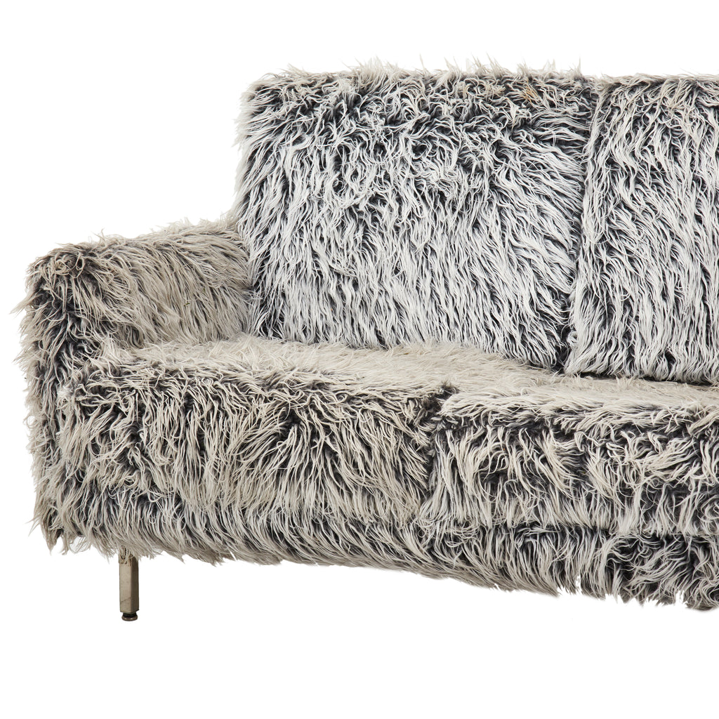 Grey Faux Fur Love Seat