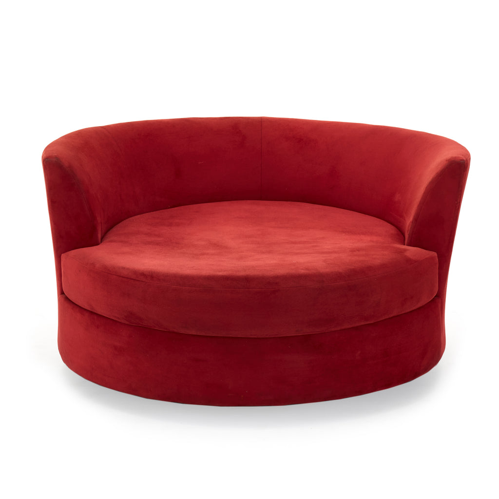 Red Deep Microfiber Round Couch