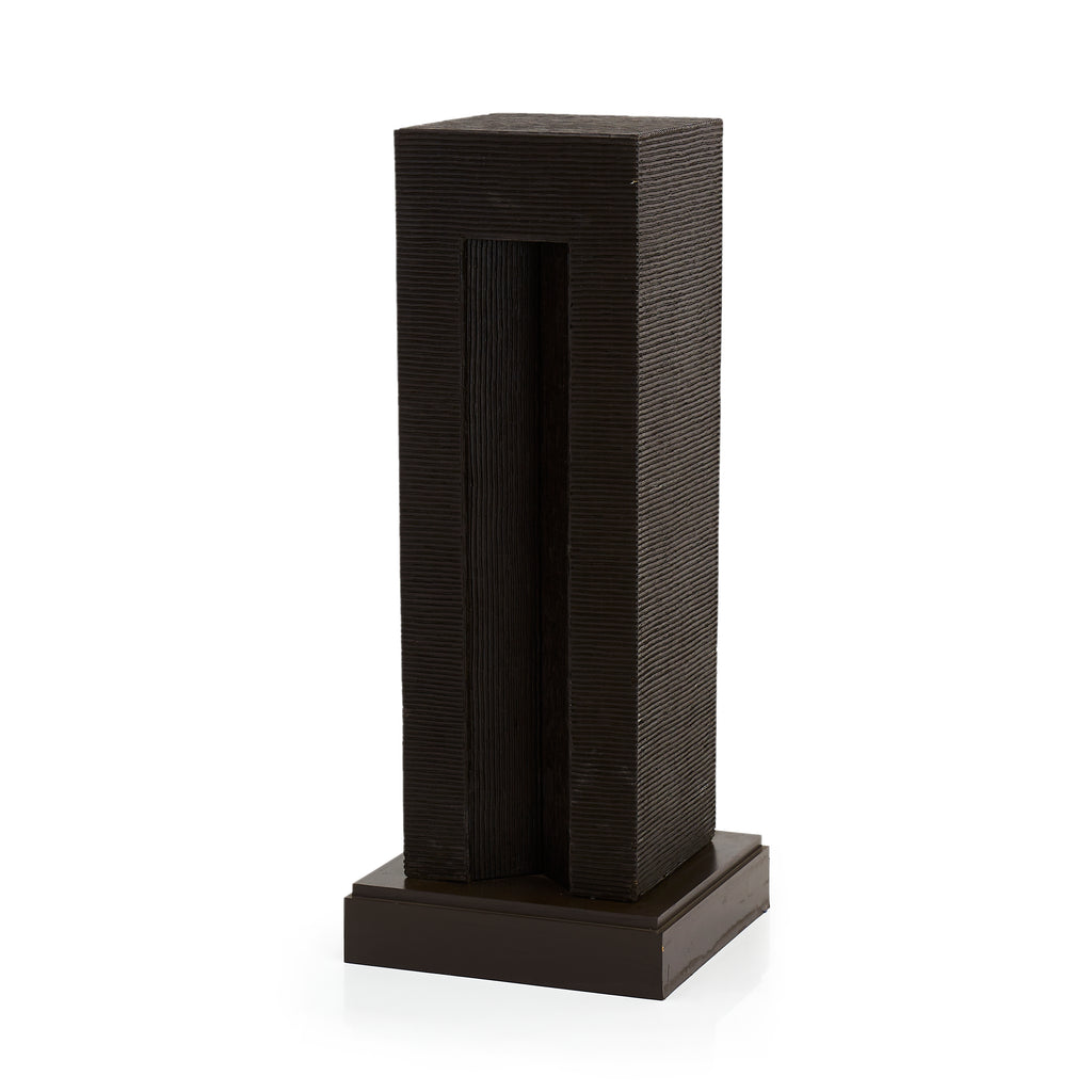 Ridged Texture Black Wood Plant Stand Pedestal