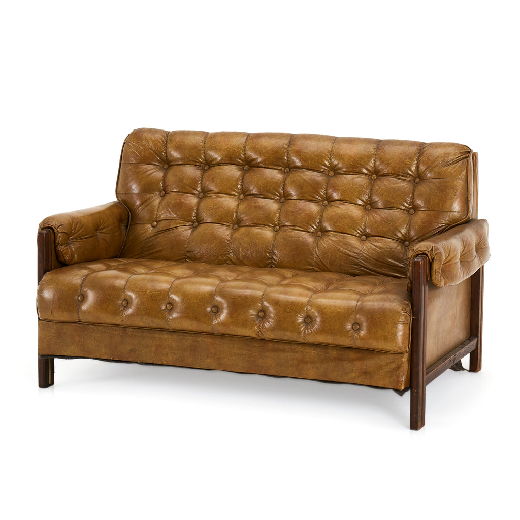 Camel Brown Tufted Love Seat