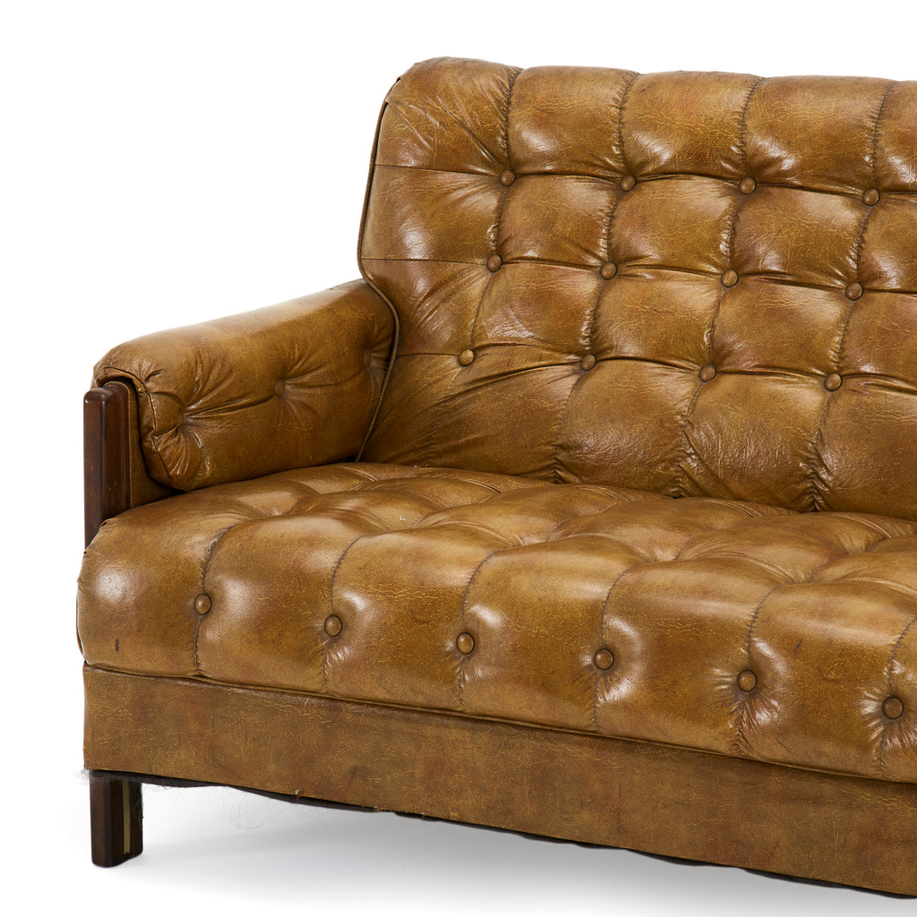 Camel Brown Tufted Love Seat