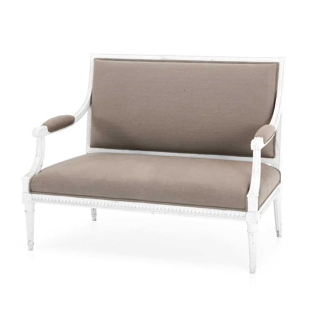 Grey and White Neoclassical Loveseat