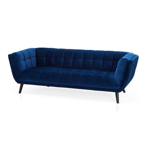 Modern Blue Tufted Velvet Sofa