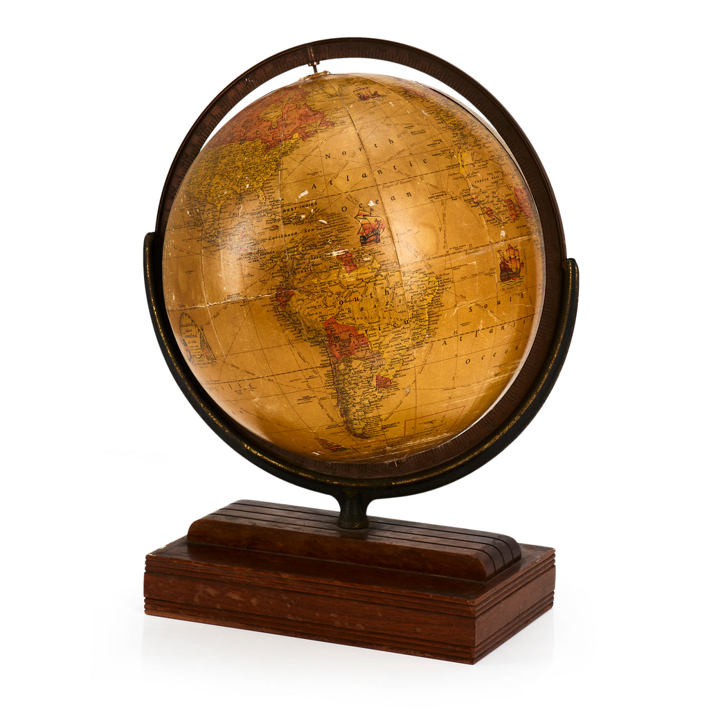 Tan Globe on Wooden Stand