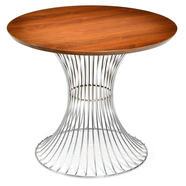 Silver Wire Hourglass Wood Top Side Table