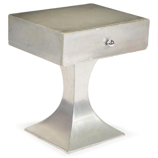 Silver Single Drawer Pedestal Side Table