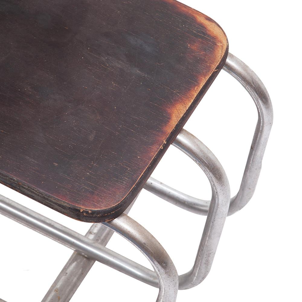 Chrome & Wood Dark Side Table