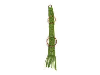 Green Macrame with Wooden Rings