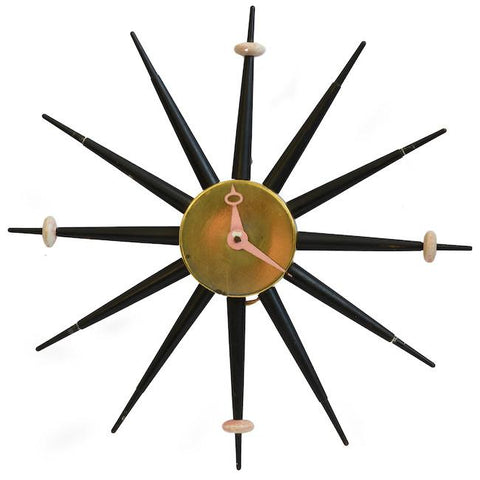 Black Brass Sunburst Clock