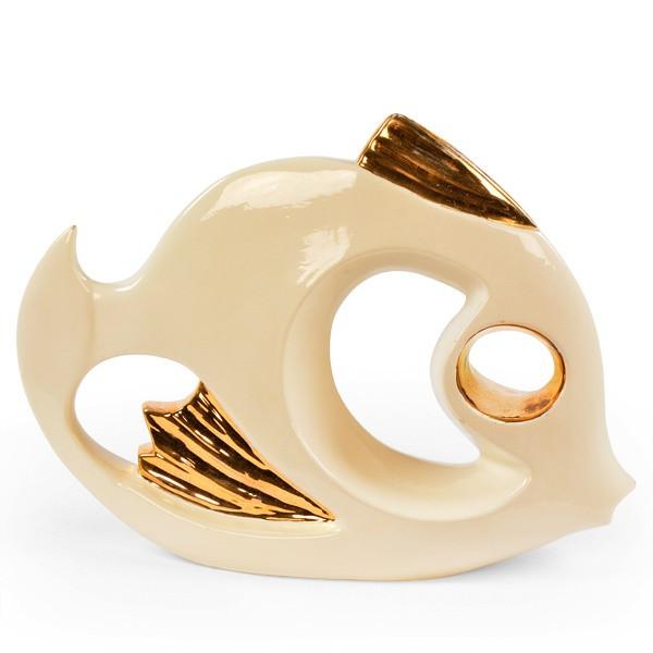 Cream and Gold Ceramic Fish