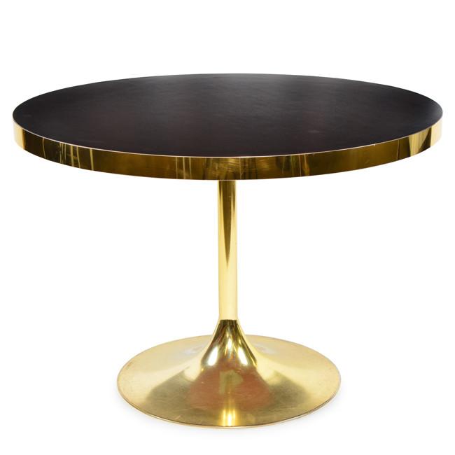 Round Black Top - Brass Dining Table
