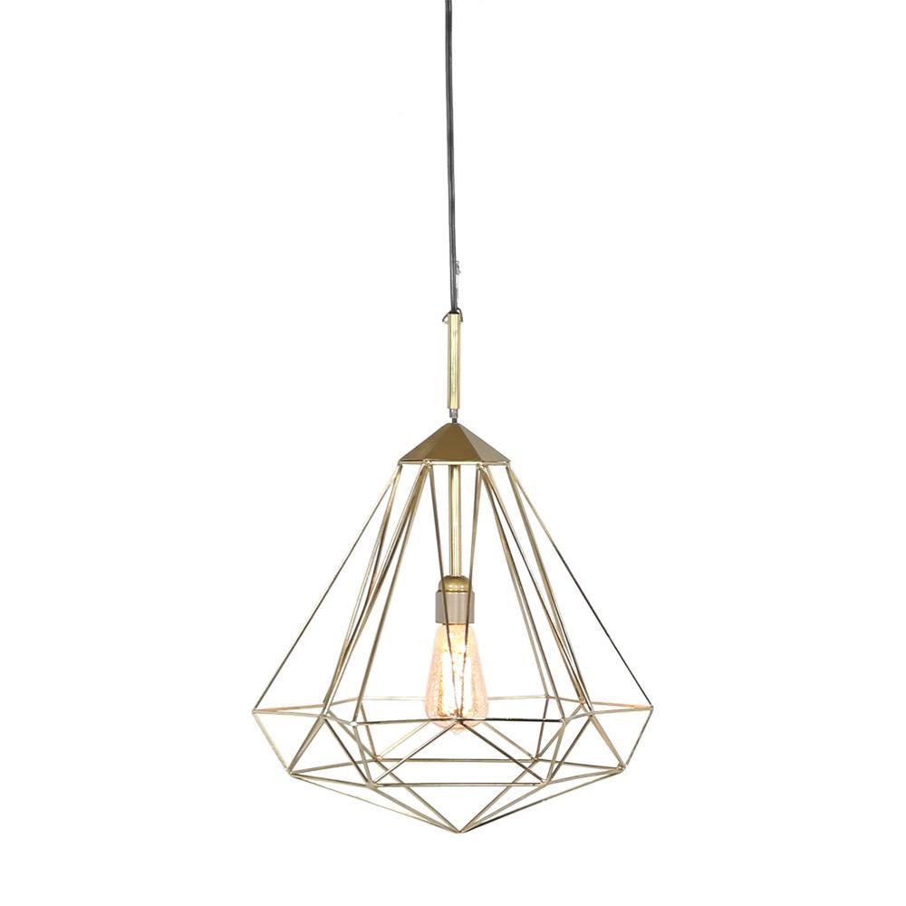 Hanging Geometric Cage Lamp - Gold