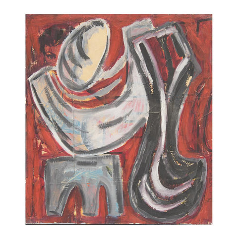 Abstract Red-Grey Painting