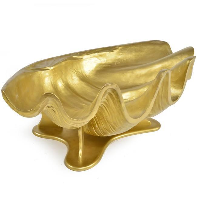 Gold Painted Clam Shell on Base