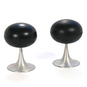 Tiny Black Globe Chrome Base Speakers - Set of 2