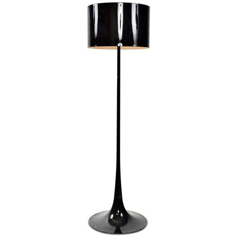 Glossy Black Tall Modern Floor Lamp