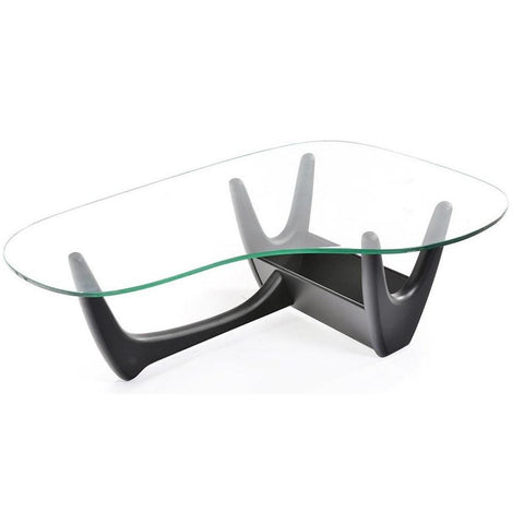 Black & Glass Top Modern Small Coffee Table