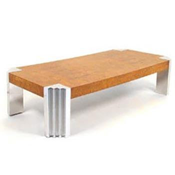Wood and Chrome Stepped Leg Pace Coffee Table
