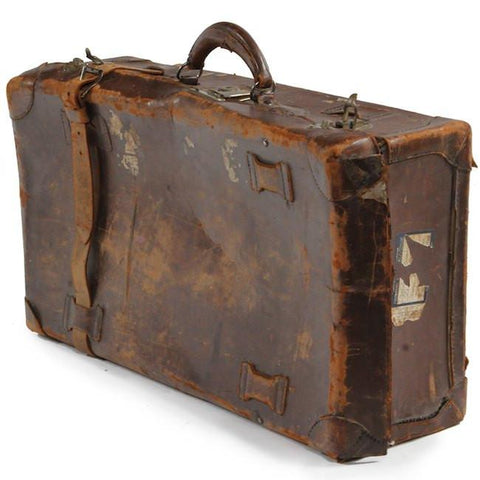 Brown Leather Distressed Suitcase