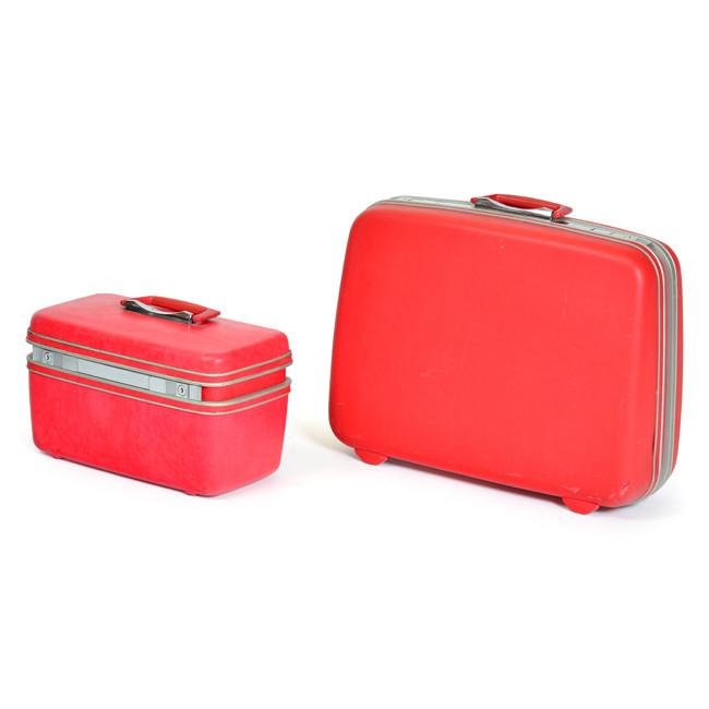 Red Samsonite Cosmetics Case & Suitcase
