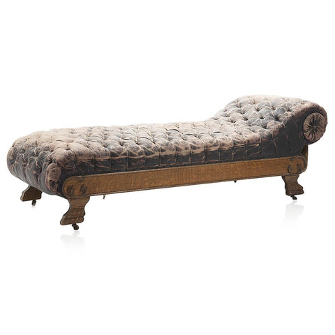 Victorian Distressed Brown Leather Chaise