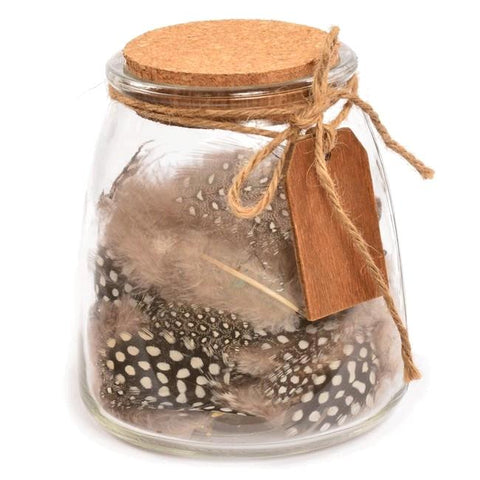 Brown Glass Jar with Feathers (A+D)