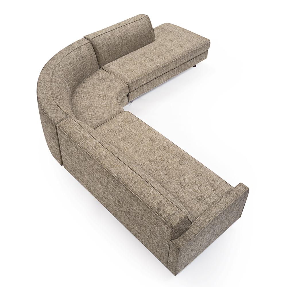 Beige Mid Century L-Shape Sectional Sofa