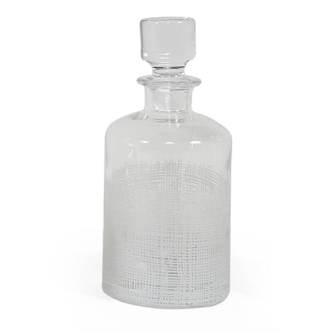 White Etched Glass Cylinder Decanter