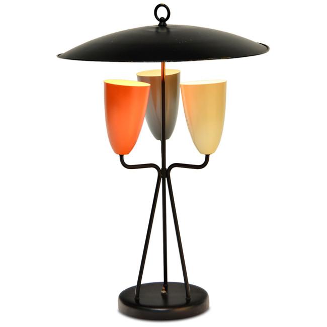 Black Triple Bulb Contemporary Table Lamp