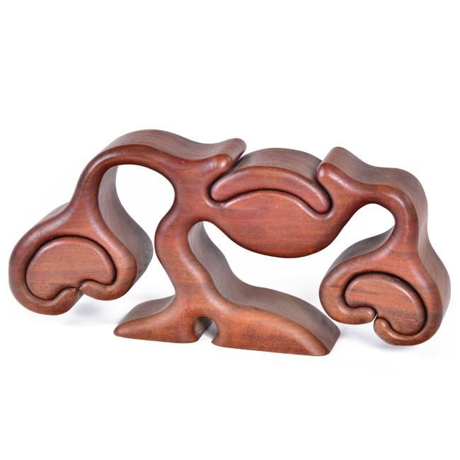Wood Abstract Polished Compartment Sculpture - Bean Tree