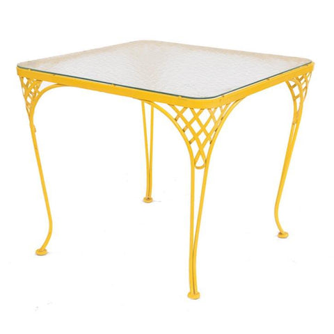 Yellow Metal & Glass Outdoor Dining Table