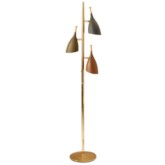 Gold Three Shade Contemporary Floor Lamp