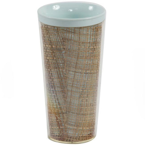 Plastic Blue + Burlap Tall Cup