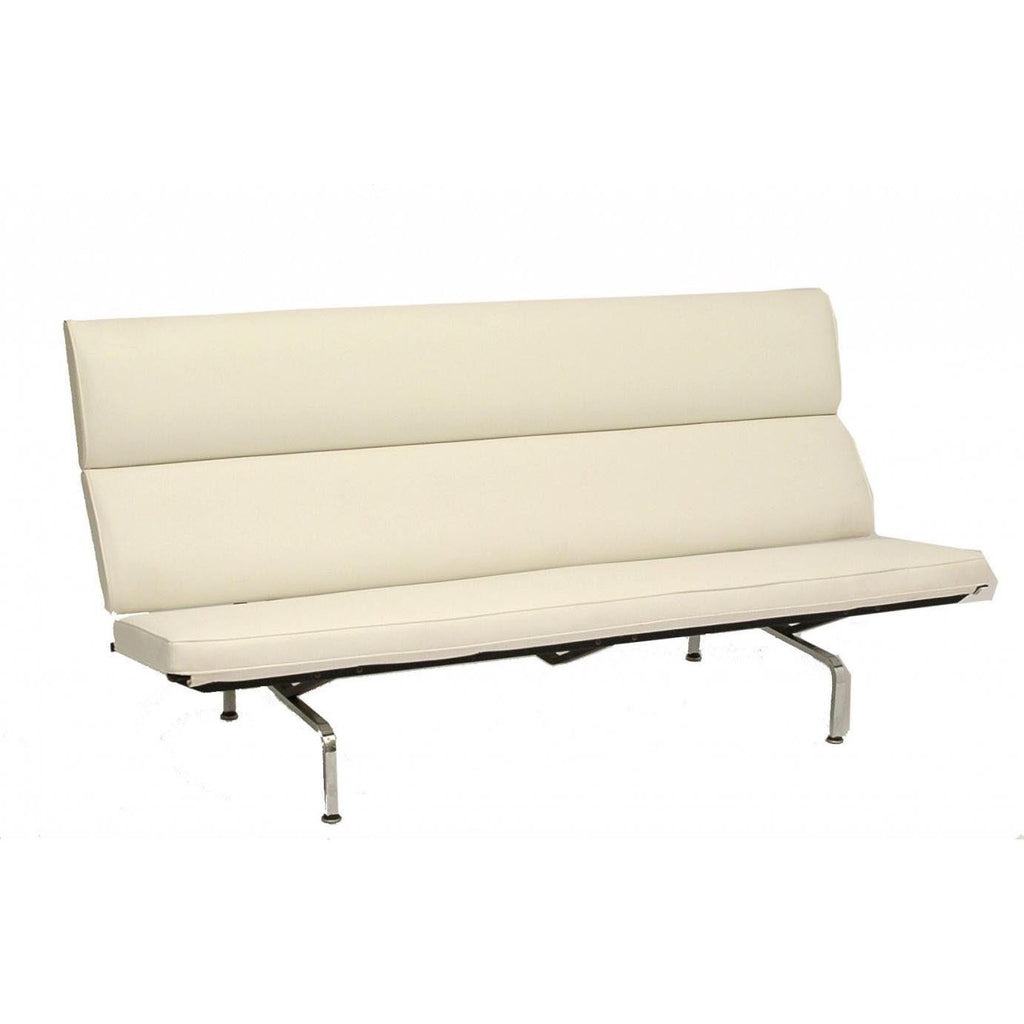 Off-White Compact Sofa with Metal Frame