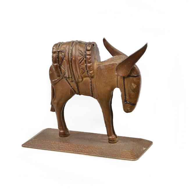 Brown Wood Donkey Sculpture
